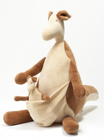 英國風抗塵螨玩偶抱枕系列-跳跳子母袋鼠
